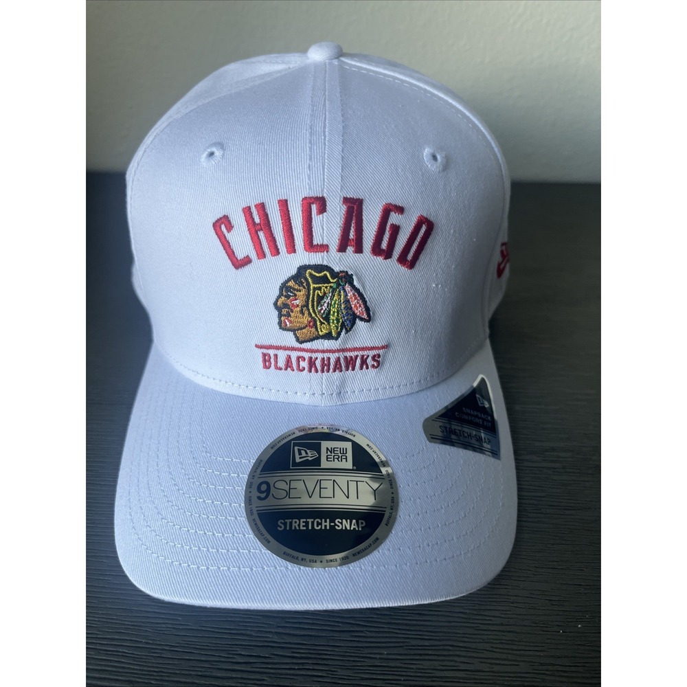 Chicago Blackhawks‎ New Era 9SEVENTY White Stretch Snap Adjustable White Hat NWT